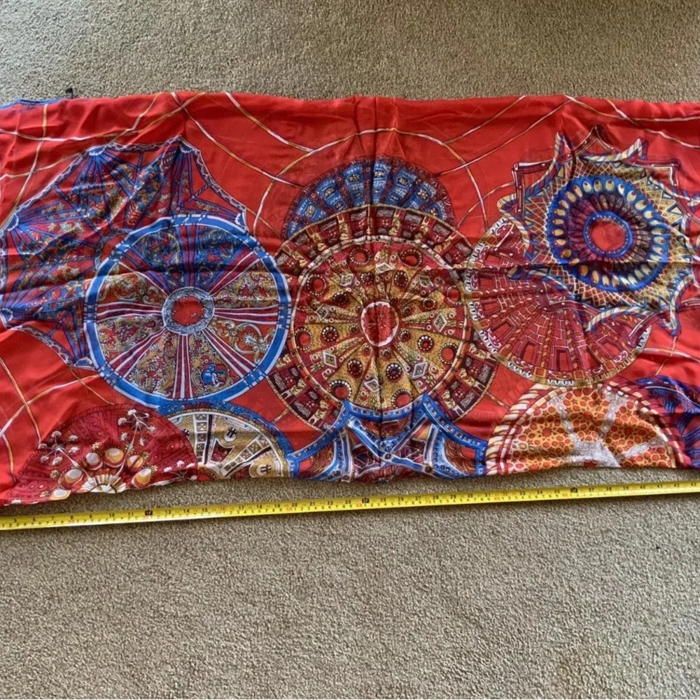 Chinese Silk Scarf, Measures 50” x 25” When Folded in Half